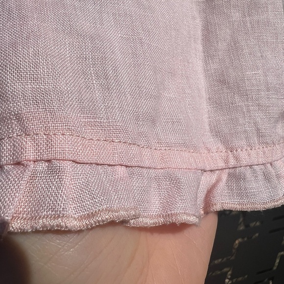 Edward Petite Womens Pastel Pink Linen Boho Embroidered Coquette Girl Blouse - Picture 7 of 12